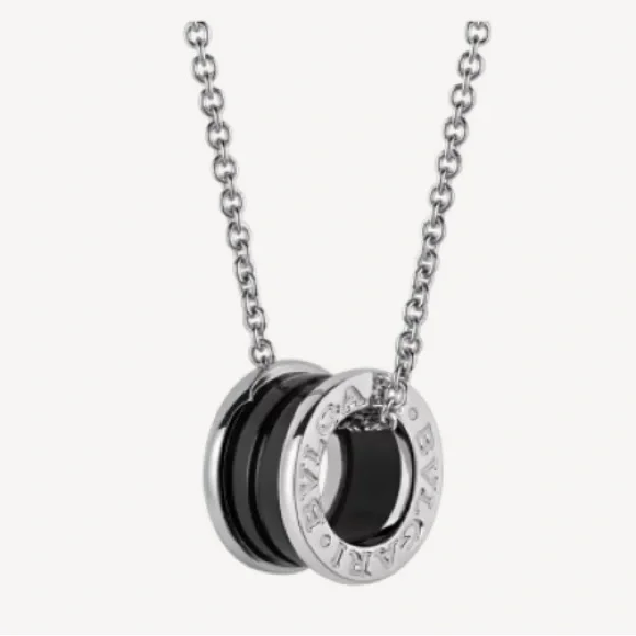 NIB Bulgari Sterling Silver + Ceramic Pendant Necklace, Unisex - Picture 2 of 13